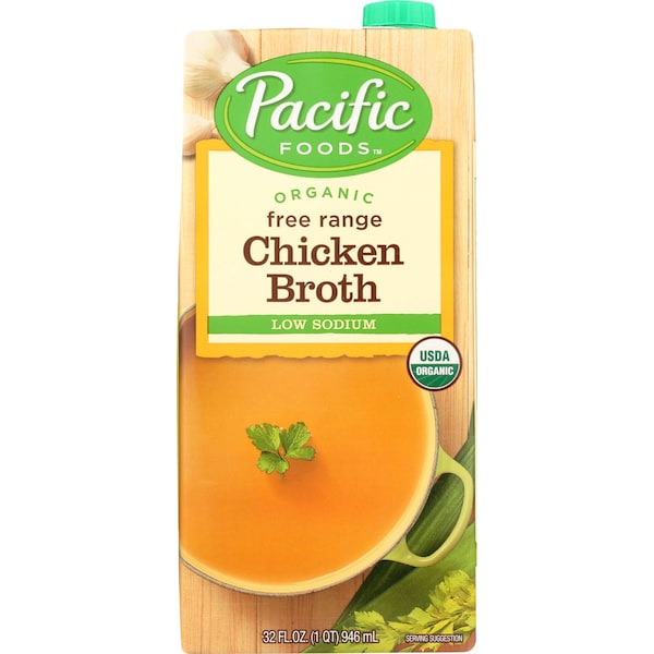 Pacific Foods Pacific Foods Organic Low Sodium Chicken Broth 32 fl. oz. Carton, PK12 05445 - main